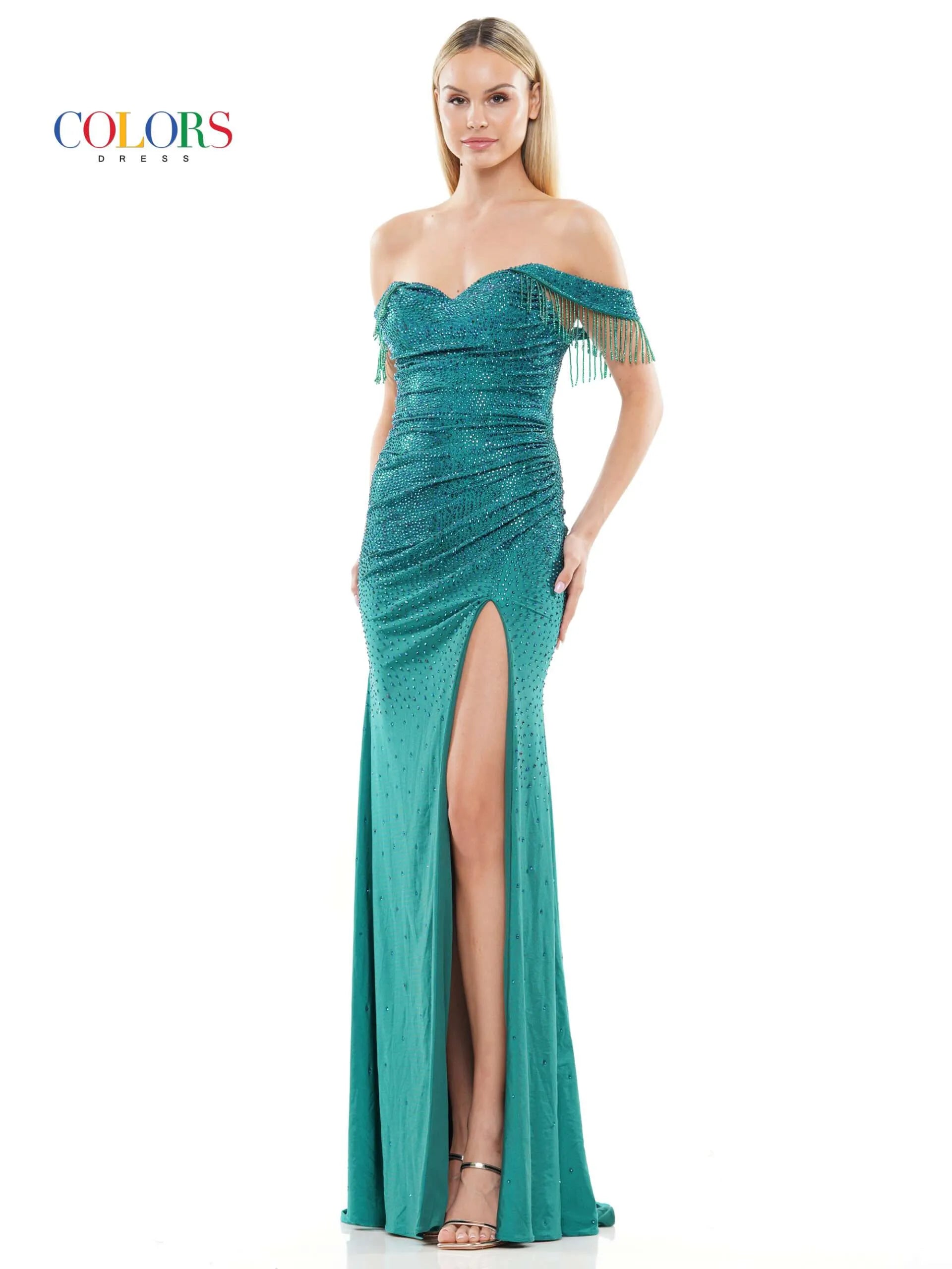Imeless Style Colors Dress 3288 Size 12 Green Long Crystal off the shoulder Fringe Slit Prom Dress Ruched Formal Gown Imeless Style Colors Dress 3288 Size 12 Green Long Crystal off the shoulder Fringe Slit Prom Dress Ruched Formal Gown