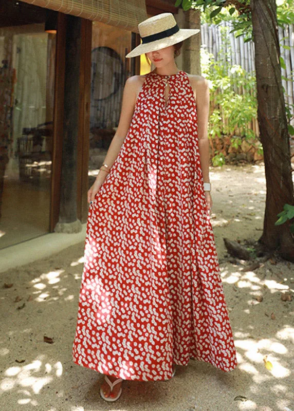 Playful Elegance Elegant Red Colour O-Neck Print Pockets Chiffon Jumpsuits Pants Summer Playful Elegance Elegant Red Colour O-Neck Print Pockets Chiffon Jumpsuits Pants Summer