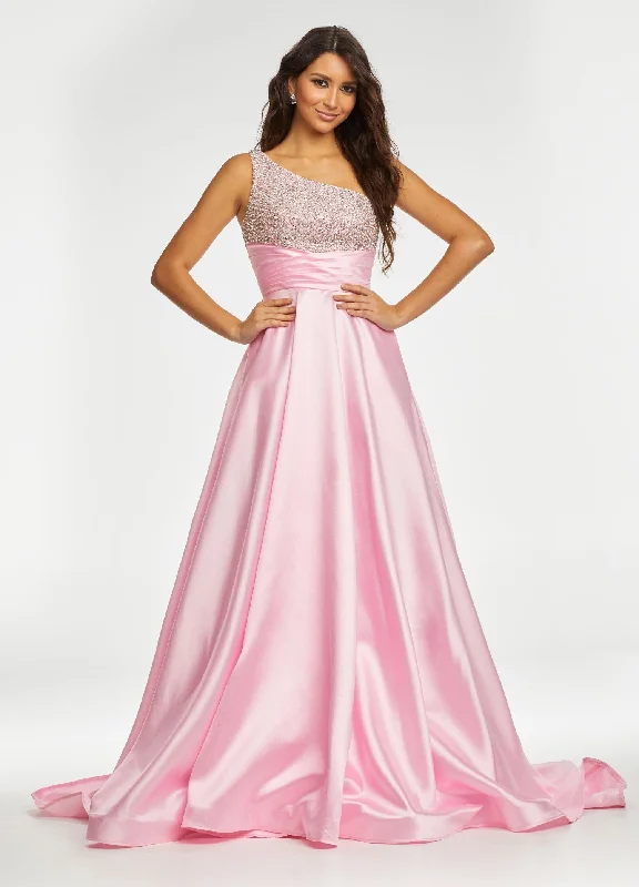 Odd Size Clearance Sale Ashley Lauren 11149 Size 0 Pink One Shoulder Ball Gown Prom Dress with Embellished Bodice Odd Size Clearance Sale Ashley Lauren 11149 Size 0 Pink One Shoulder Ball Gown Prom Dress with Embellished Bodice