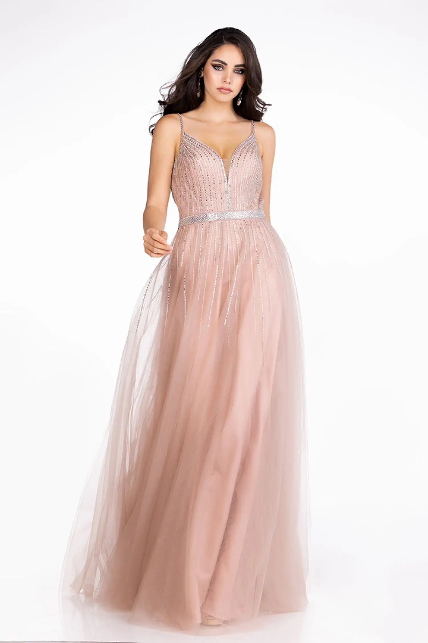 Vintage Retro Party Wear Abby Paris 90083 Size 0 Blush Long A Line Shimmer v neck Backless Prom Dress Embellished Formal Gown Vintage Retro Party Wear Abby Paris 90083 Size 0 Blush Long A Line Shimmer v neck Backless Prom Dress Embellished Formal Gown