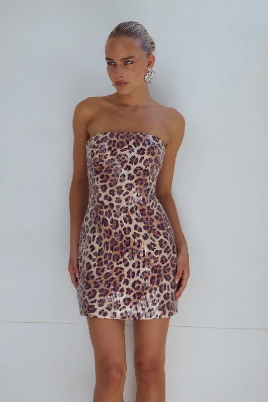 Feminine Allure IBIZA MINI DRESS - LEOPARD PRINT