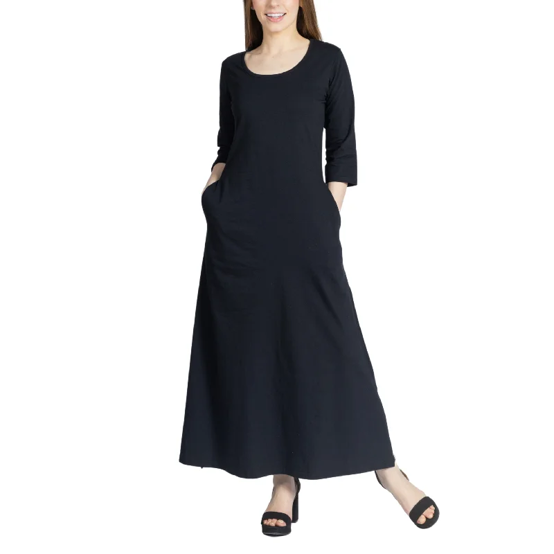 Fashion Deal Onyx Slit Maxi Dress