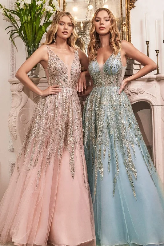 Tropical Island - Inspired Attire Ladivine C135 Size 6 Blush Long A Line Formal Ballgown Glitter V Neck Prom Dress Sheer Prom Dress Tropical Island - Inspired Attire Ladivine C135 Size 6 Blush Long A Line Formal Ballgown Glitter V Neck Prom Dress Sheer Prom Dress