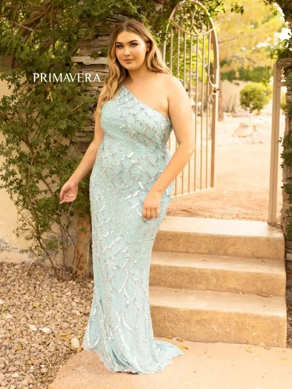 Limited - Time Bundle Primavera Couture 14002 Size 18 Light Turquoise Long Beaded Sequin Plus Size One Shoulder Prom Dress Formal Gown Limited - Time Bundle Primavera Couture 14002 Size 18 Light Turquoise Long Beaded Sequin Plus Size One Shoulder Prom Dress Formal Gown