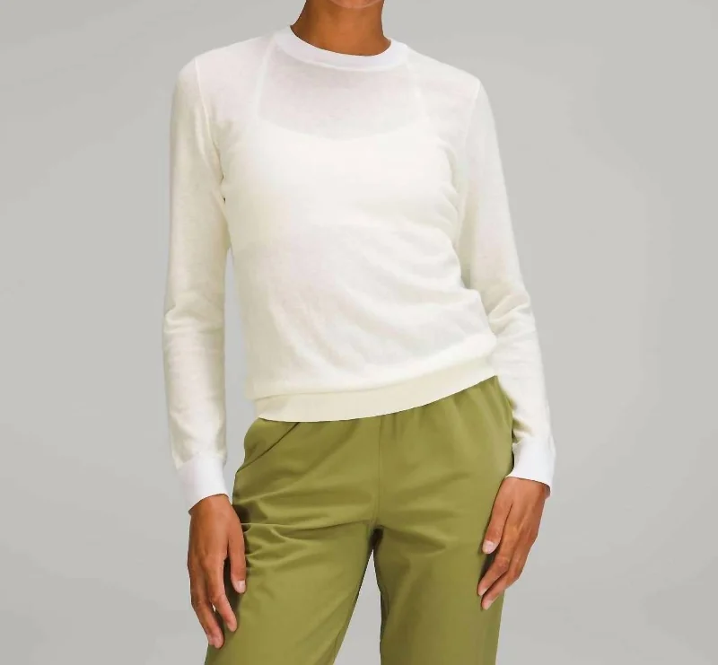 Evening Looks Silk Blend Crew Sweater In Lemon Sorbet