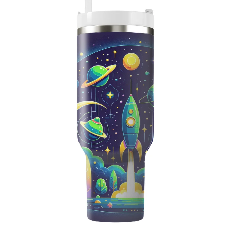 Reusable Drinkware Retro Space Adventure Tumbler With Handle