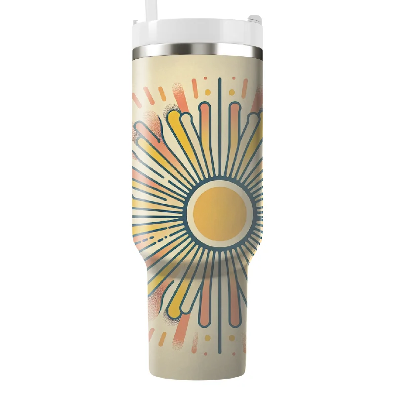 Eco-Friendly Drinkware Retro Sunshine Rays Tumbler With Handle