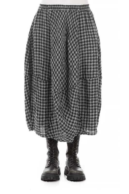 Today Only Balloon Grey Check Linen Skirt