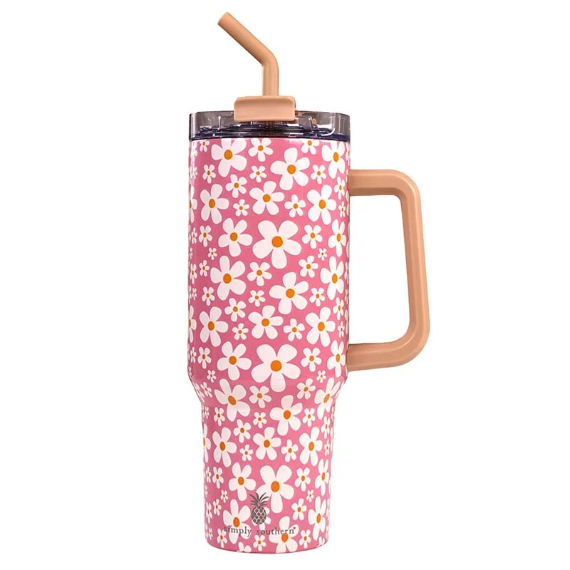 Elegant Glass Cups 40oz Tumbler in Daisy