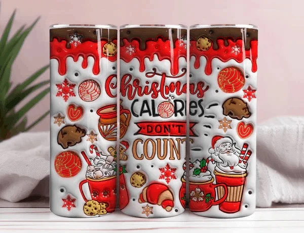 Exclusive Discount Christmas Calories Don’t Count 3D Inflated 20oz Tumbler