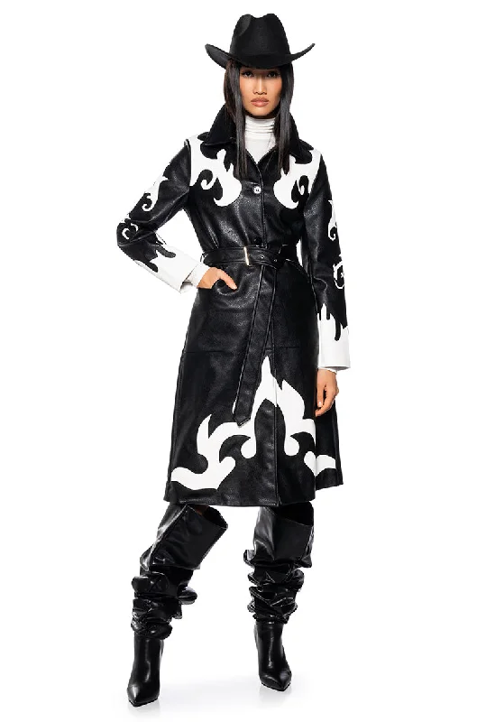 Versatile Style Wardrobe ROBOT COWGIRL PU TRENCH JACKET