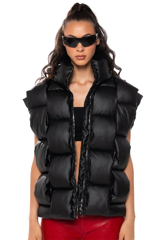 Romantic Flair QUANTIC PU WOVEN VEST IN BLACK