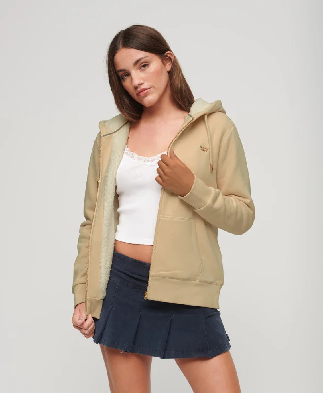 Style Upgrade Essential Borg Lined Zip Hoodie | Tapioca Cream