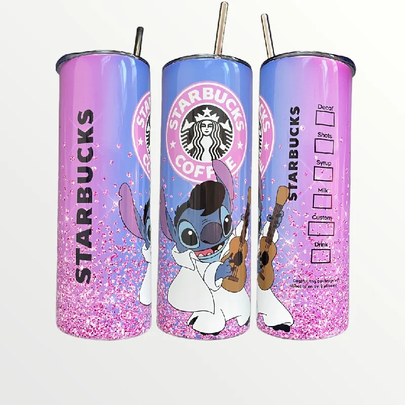 Premium Drinkware Sets Starbucks Disney Stitch Elvis 20/30oz Insulated Skinny Tumbler