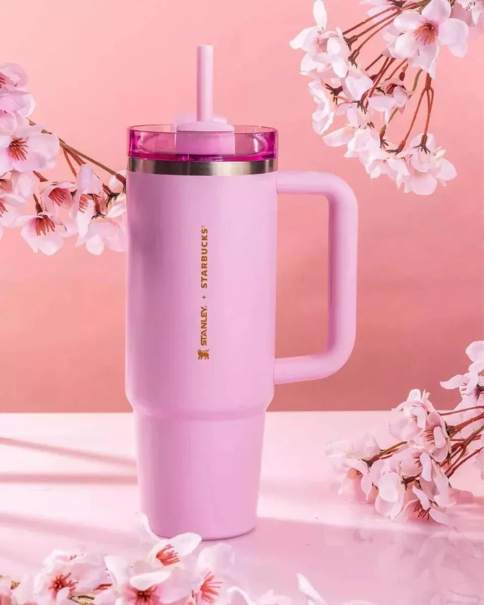 Insulated Drinkware Sale Stanley X Starbucks Pink Rose 40oz + free Silicone 3pcs + free 1 Extra straw