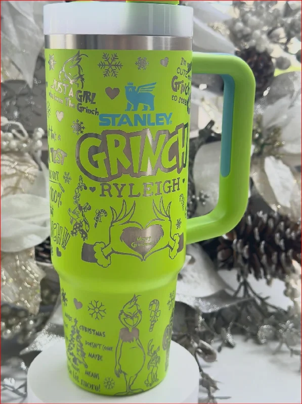 Stylish Drinkware Collection Grinch | 30 oz Stanley | Laser Engraved