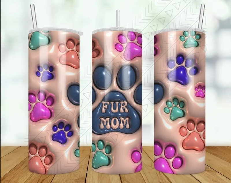 Durable Steel Drinkware Fur Mom 3d Puff Tumbler