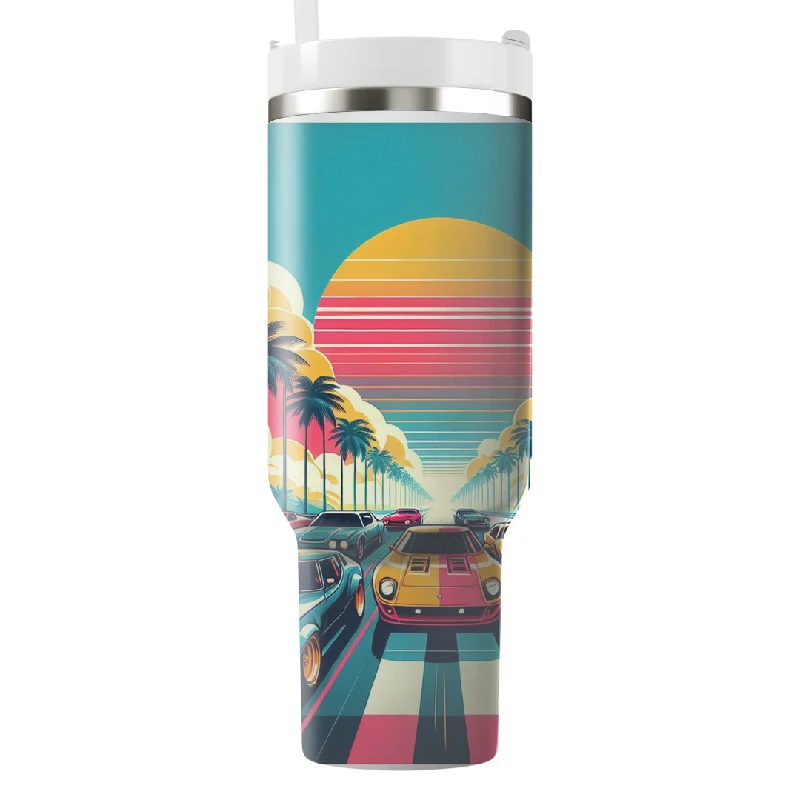 Decorative Drinkware Retro Sports Cars Tumbler With Handle