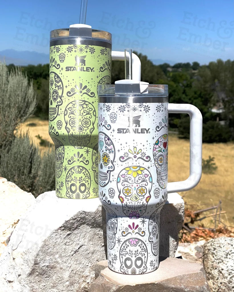 Comfort Meets Fashion Sugar Skulls Stanley Adventure Quencher 40 oz tumbler
