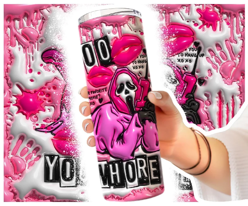 Travel Cups Promotion Horror Scream Ghostface Mean Girls Inflated Tumbler,Spooky Vibe Funny Quote Boo You Horror Travel Mug,Birthday Skinny Tumbler Straw 20oz PNG FILE