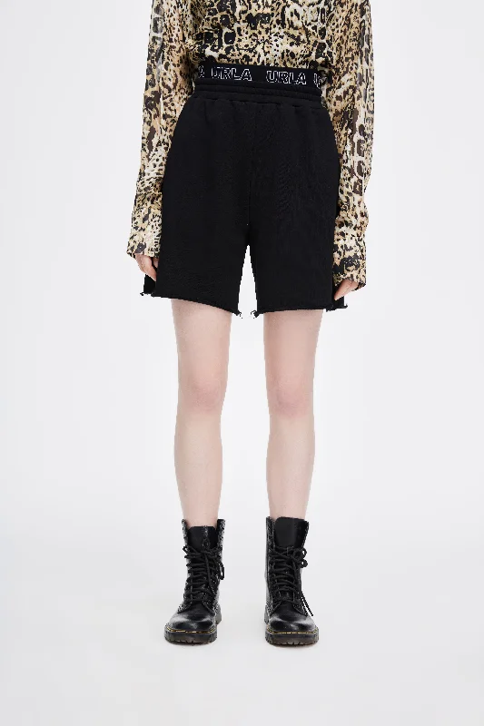 Budget Saver Black Elastic Waist Shorts