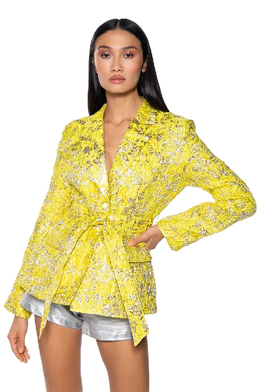 Latest Fashion HOLIDAY BROCADE QUILTED LINED BLAZER