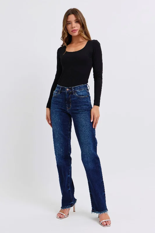 Grab Romantic Date - Night Styles Now Judy Blue Full Size Raw Hem Straight Leg Jeans