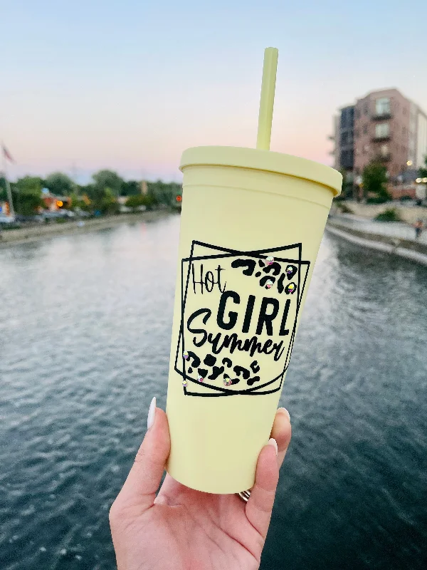Eco-Friendly Drinkware Promotions Hot Girl Summer Yellow Matte Tumbler