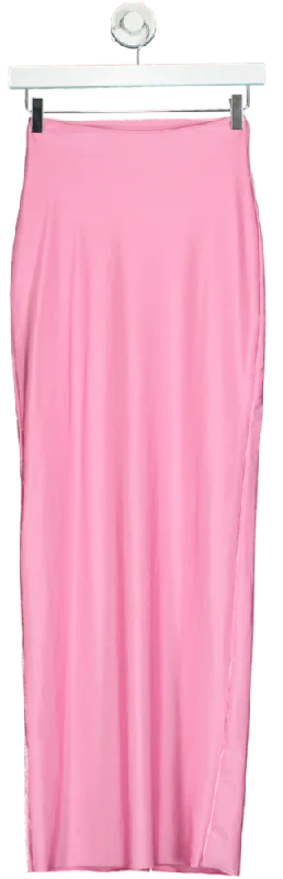 Versatile Outfits Rezek Pink Midi Shimmy Skirt UK XS