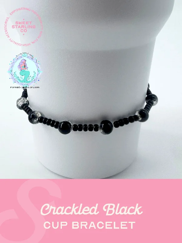 Drinkware Offers Crackled Black Cup Bracelet