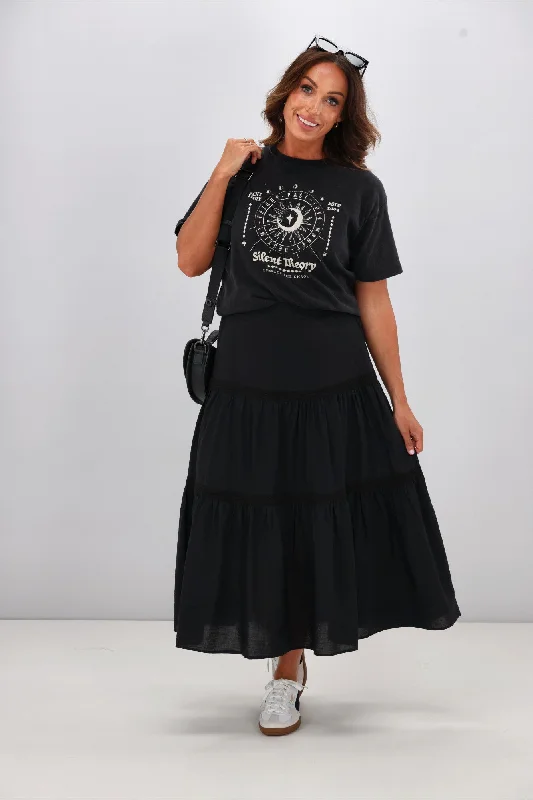 Pastel Styles Sunday Boho Ebony Skirt Black
