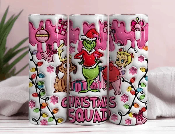 Effortless Style, Endless Impact Grinch Squad 3D Inflated 20oz Christmas Tumbler