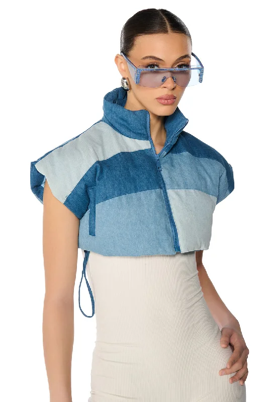 Save Big PERI PERI PUFFER VEST IN DENIM
