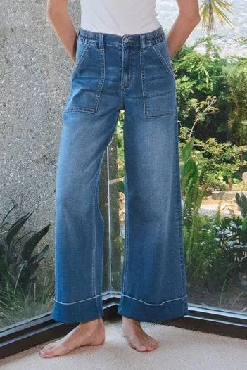 Anniversary Sale Vervet High Rise Double Cuffed Baggy Wide Leg Jeans