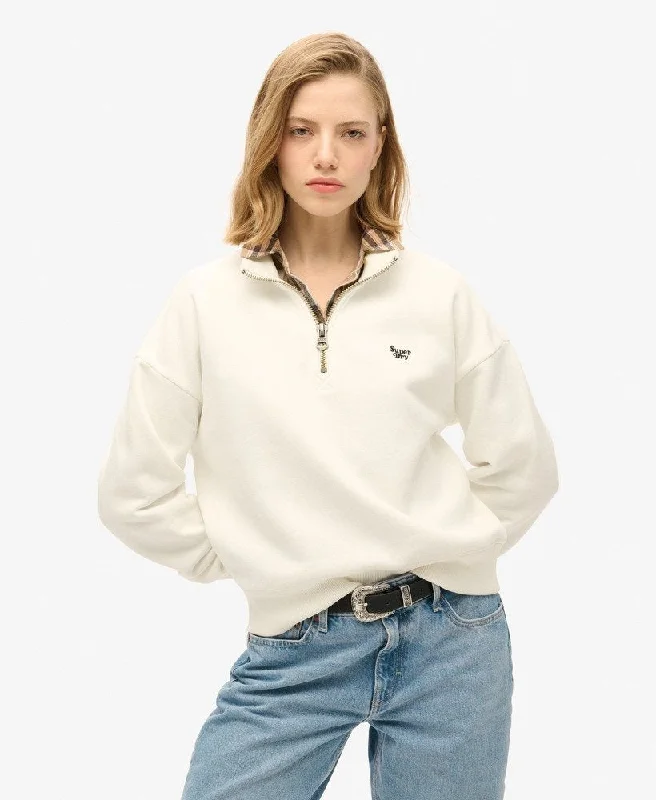 Bold Patterns Essential Half Zip Sweatshirt | Off White