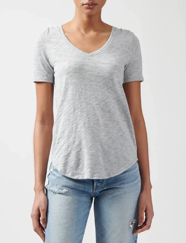 Break Fashion Norms Slub Jersey V-Neck Tee, Heather Grey