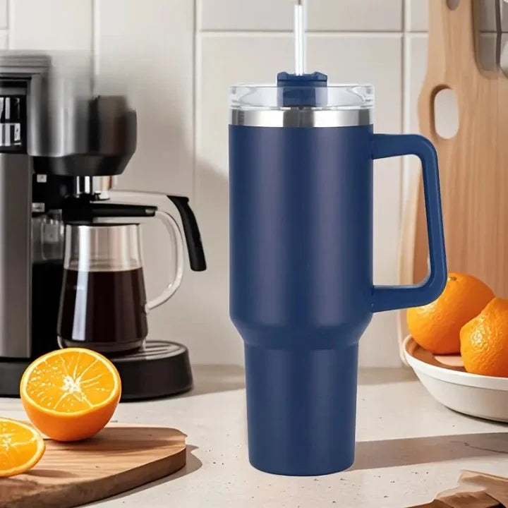 Glassware Deals 40oz Insulated Stainless Steel Tumbler with Straw - Navy Blue