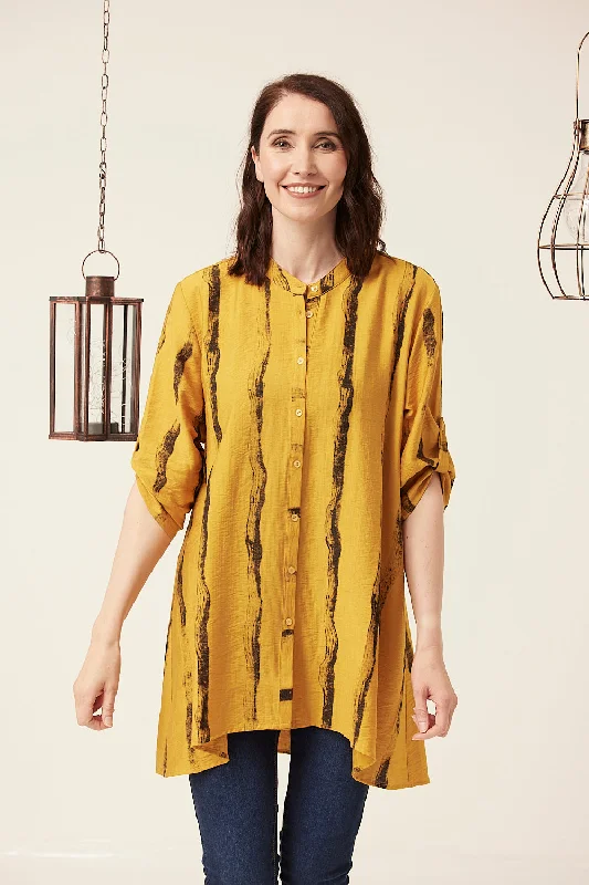 Flash Deals Saloos Striking Stripe Pattern Long Shirt