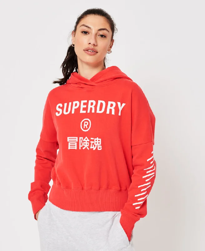 Hot Trends Code Core Sport Crop Box Hood | Hyper Fire Coral