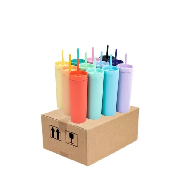 Promotional Drinkware Case of 25/30 Pack SKINNY TUMBLERS Matte Pastel Colored Acrylic Tumblers with Lids and Straws | Skinny, 16oz Double Wall Plastic Tumblers With FREE Straw Cleaner! Cup With Straw | Promotional Drinkware Case of 25/30 Pack SKINNY TUMBLERS Matte Pastel Colored Acrylic Tumblers with Lids and Straws | Skinny, 16oz Double Wall Plastic Tumblers With FREE Straw Cleaner! Cup With Straw |