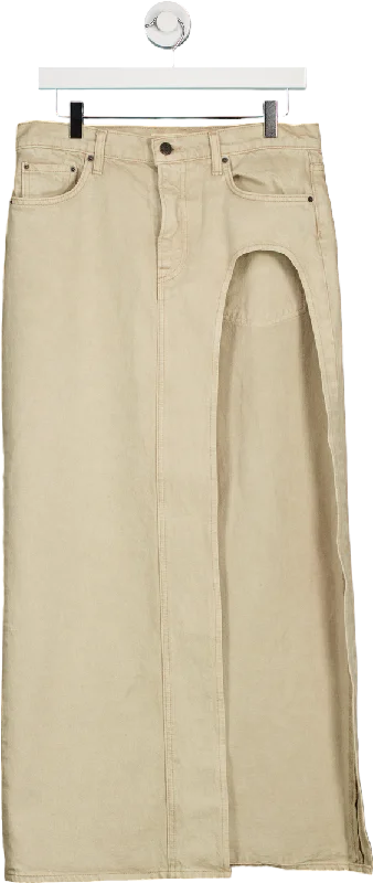 First Order Discount GRLFRND Beige Denim Maxi Skirt W27