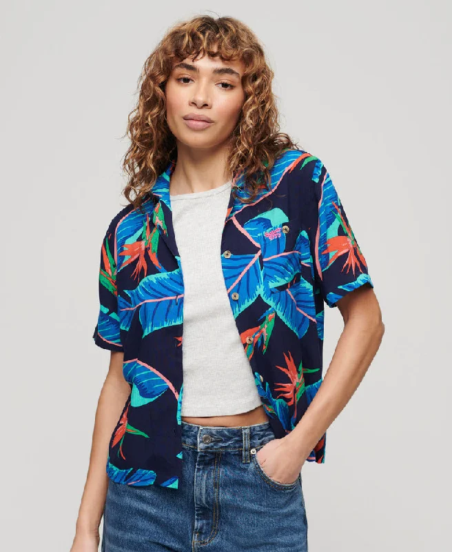 Spring Wardrobe Beach Resort Shirt | Navy Paradise