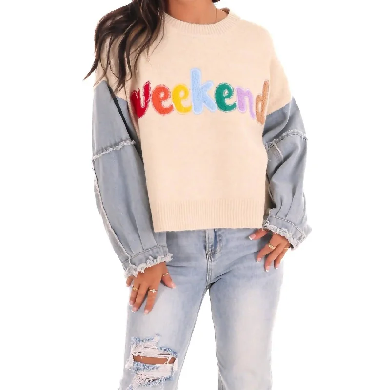 Trendy Styles Weekend Vibes Sweater In Taupe