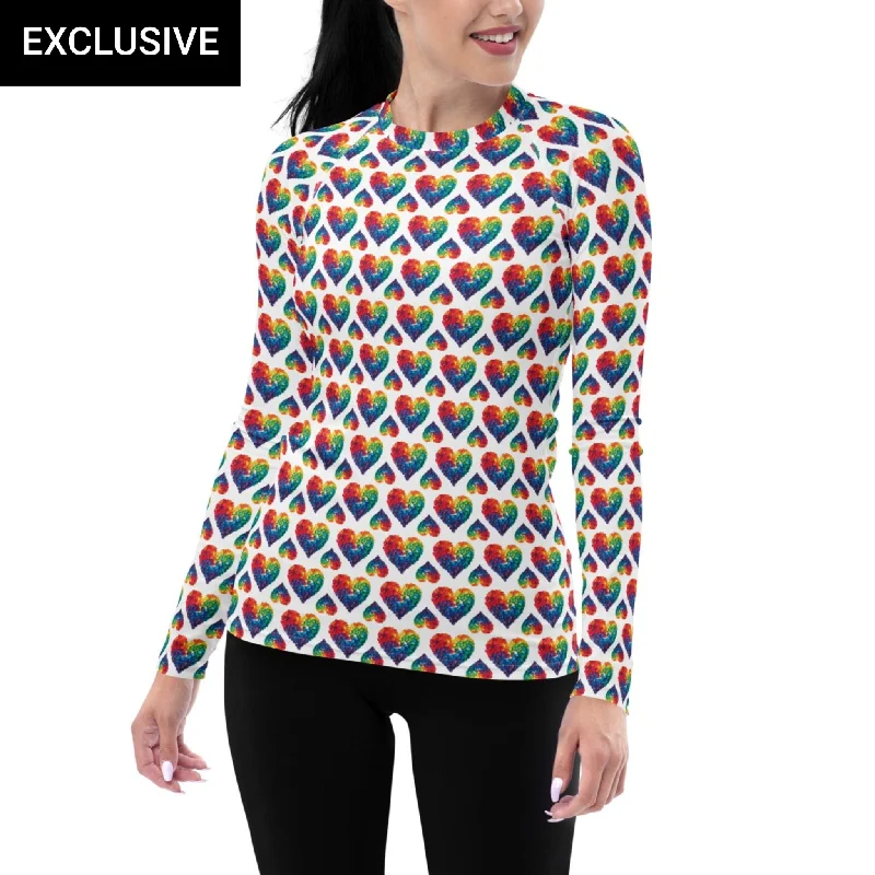 Huge Discounts This Week Rainbow Blossom Hearts Rash Guard Top (POD)