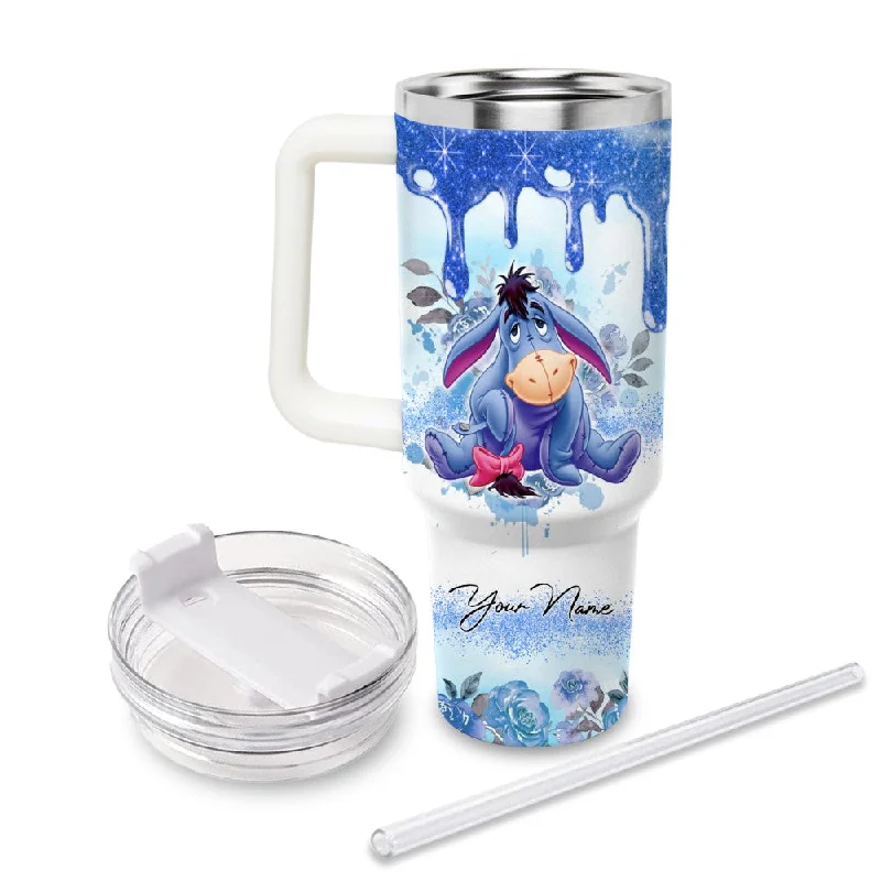 Premium Drinkware Sets Custom Name Eeyore Printed Tumbler With Handle