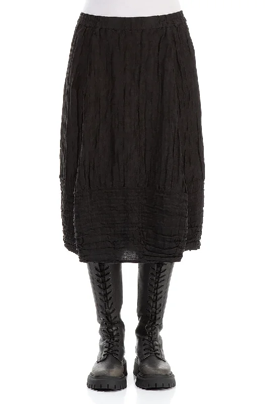 Trend Alert Balloon Black Crinkled Silk Linen Skirt