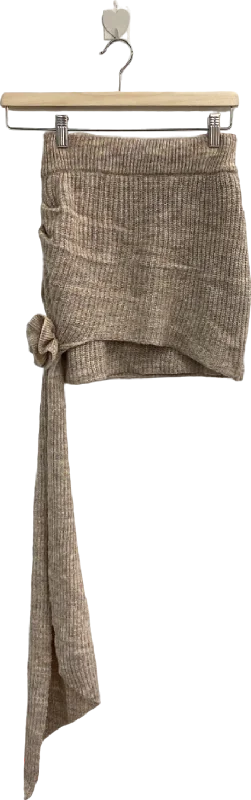 Quality Wear Wanderdoll Beige Knitted Mini Skirt with Tie Detail UK S