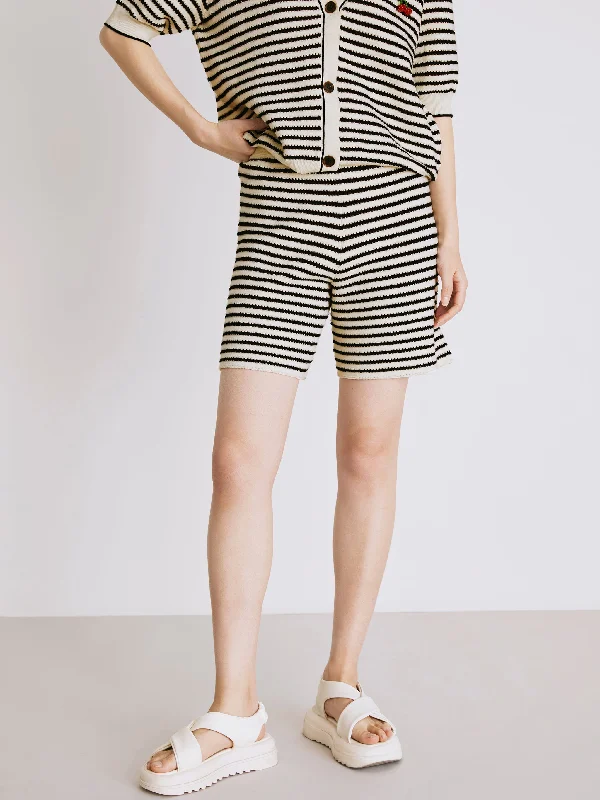 Feminine Flow Classic Striped Knit Shorts