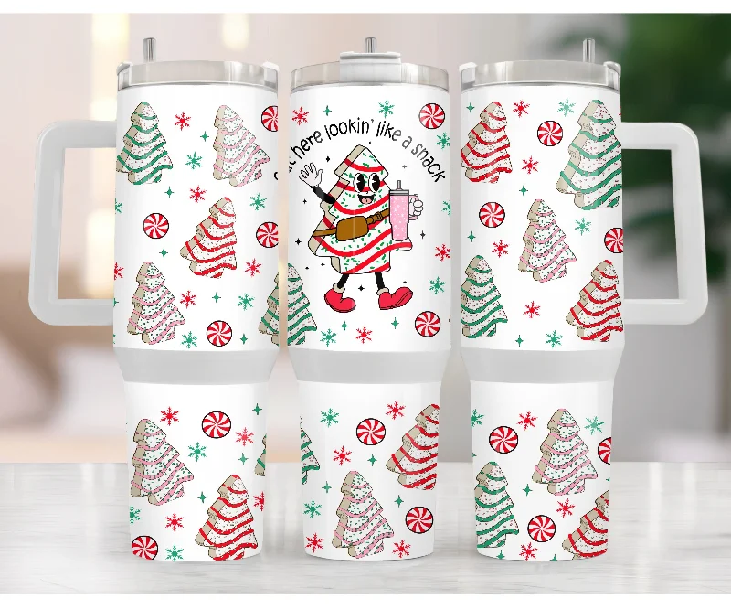 Trend Leading Collection Out Here Looking like a Snack 40 oz Christmas Tumbler with handle Trend Leading Collection Out Here Looking like a Snack 40 oz Christmas Tumbler with handle