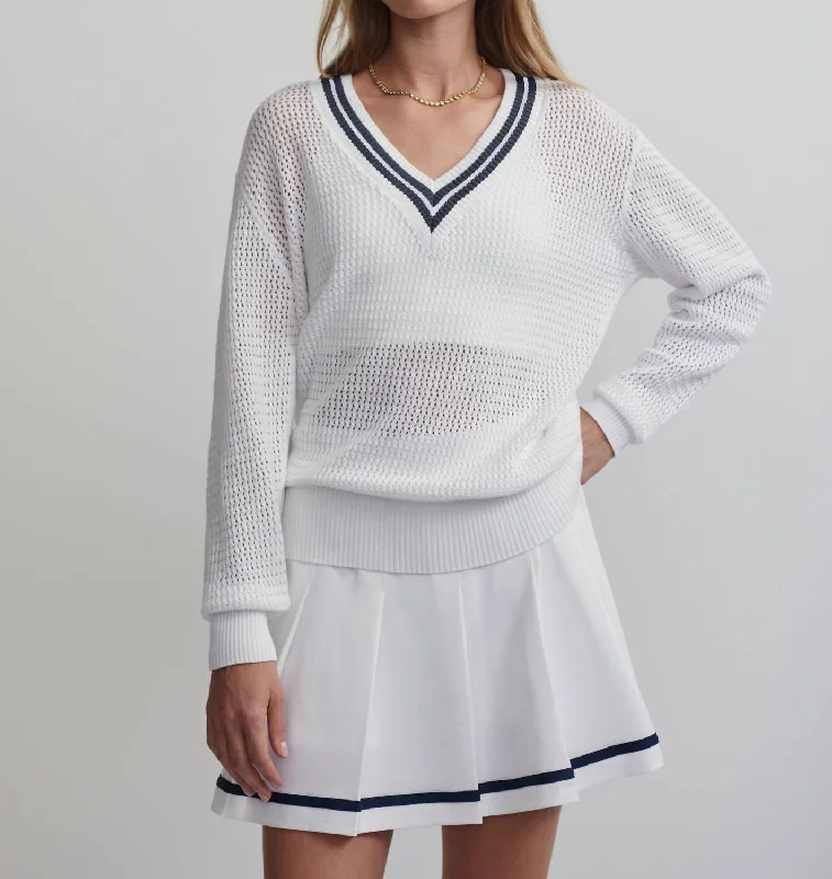 Versatile Outfits Hadley Knit Sweater In White/blue Nights